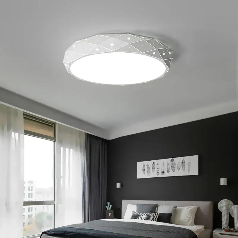 Modern geometric white dimmable iron chandelier lights bedroom