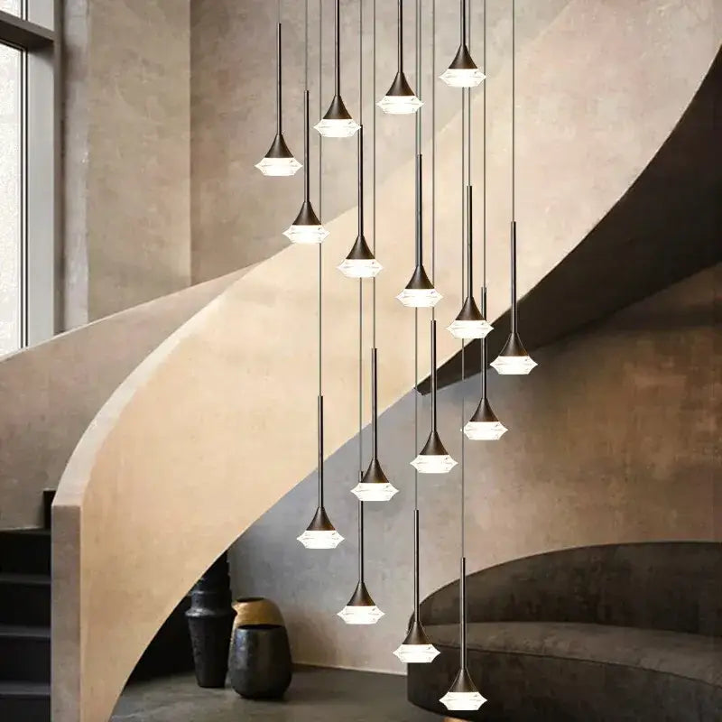 Modern geometric white glass decorbites deluxe villa chandelier living room
