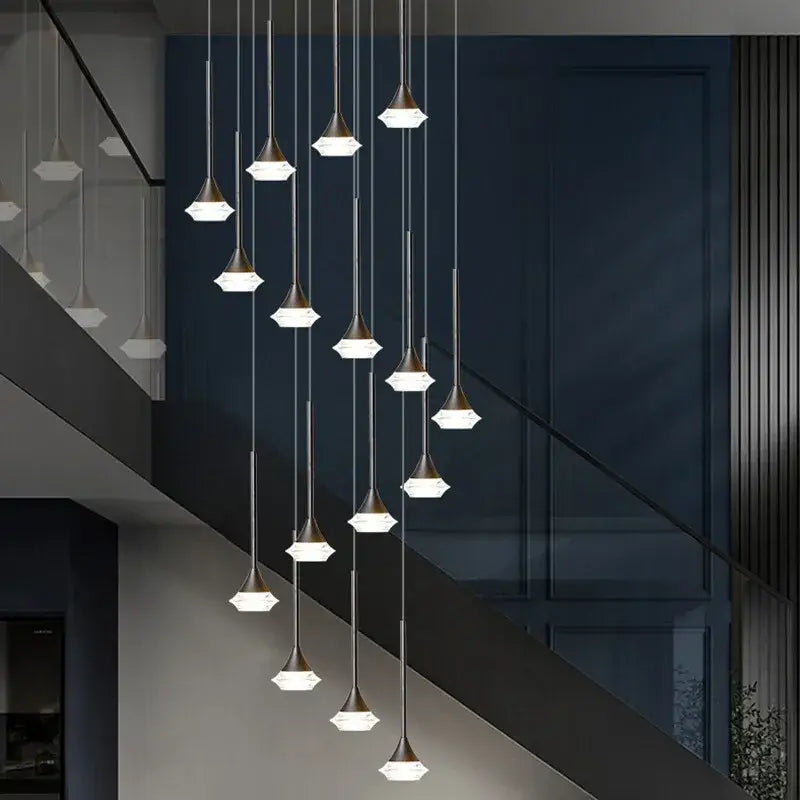 Modern geometric white glass decorbites deluxe villa chandelier living room