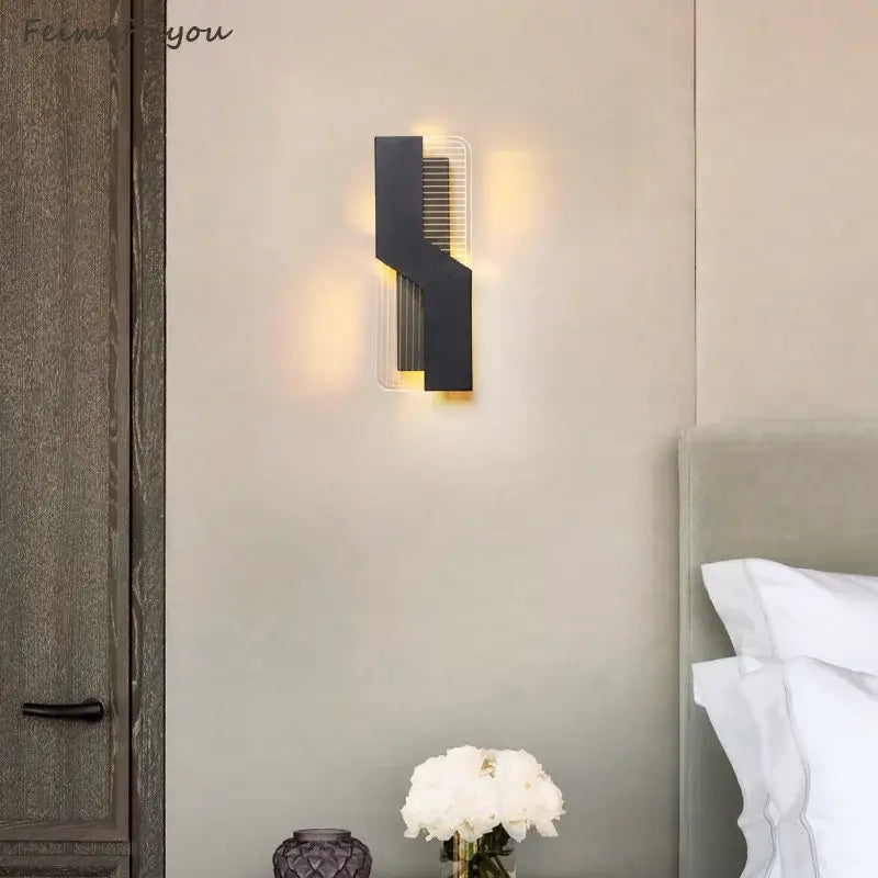 Modern geometric white led wall lamp bedroom sconce
