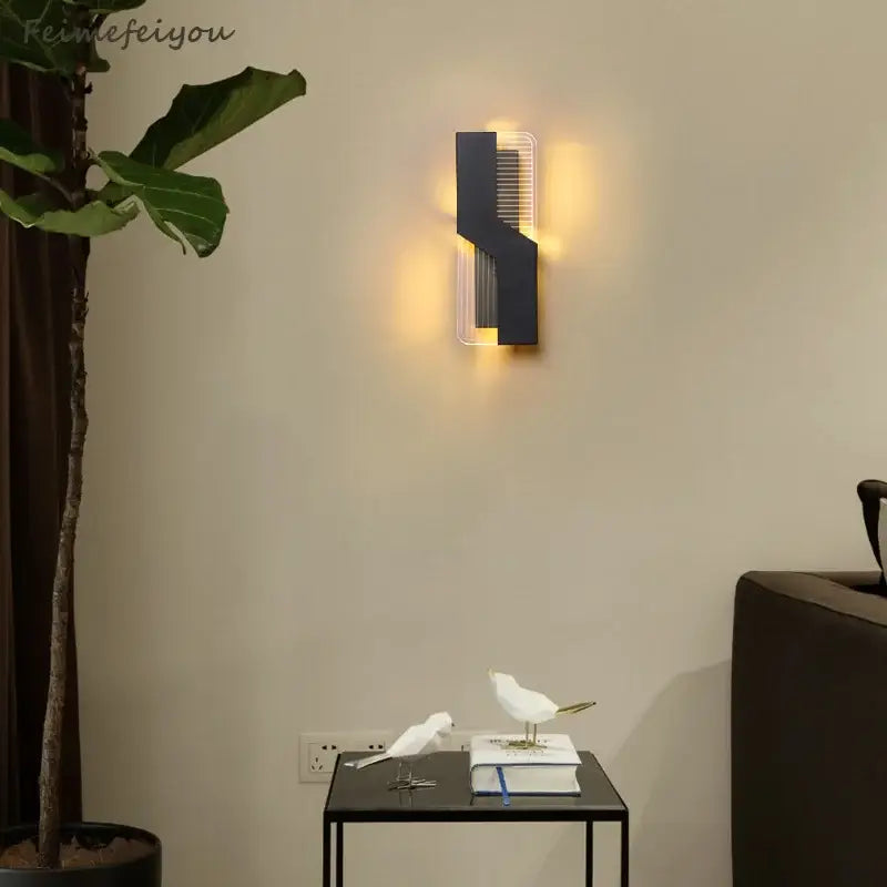 Modern geometric white led wall lamp bedroom sconce