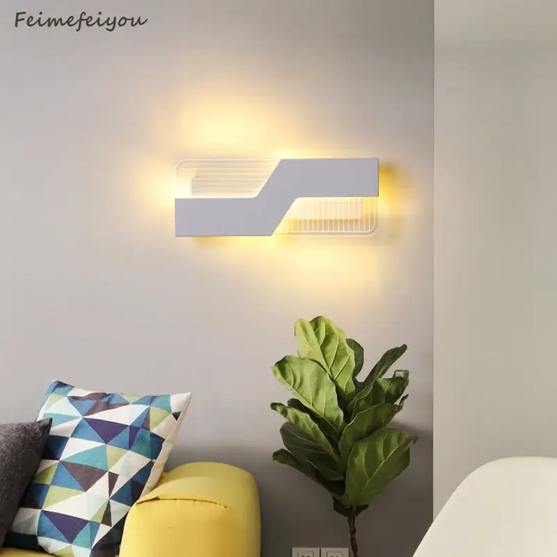 Modern geometric white led wall lamp bedroom sconce