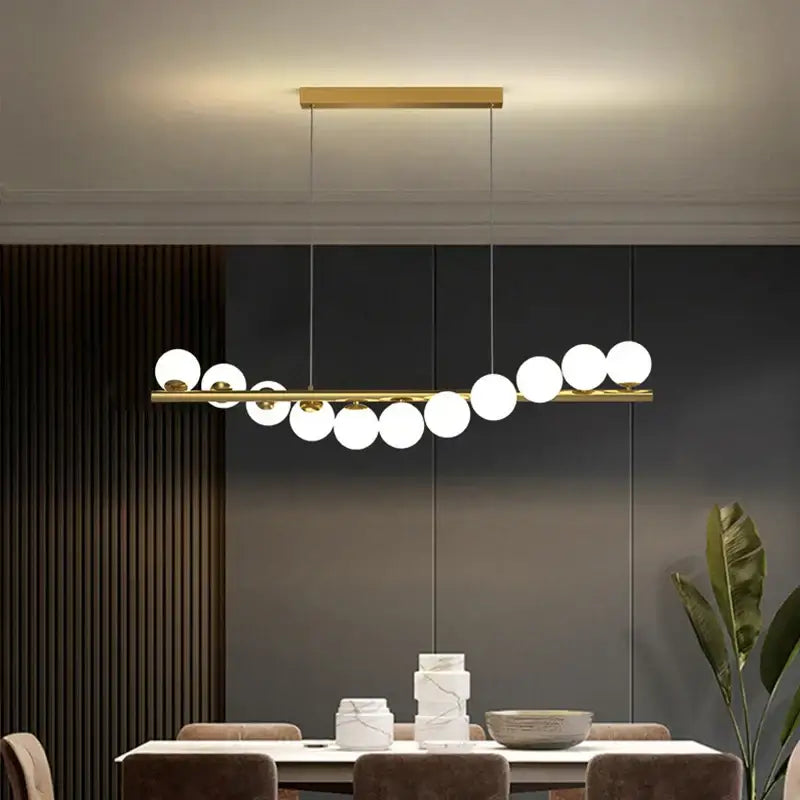 Modern glass ball gold chandelier dining room pendant light