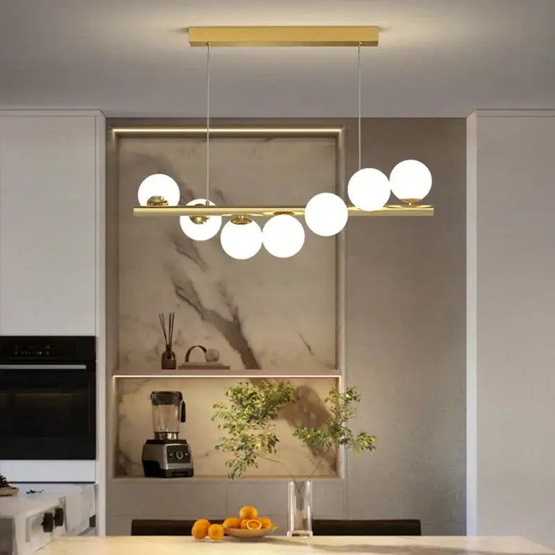 Modern glass ball gold chandelier dining room pendant light