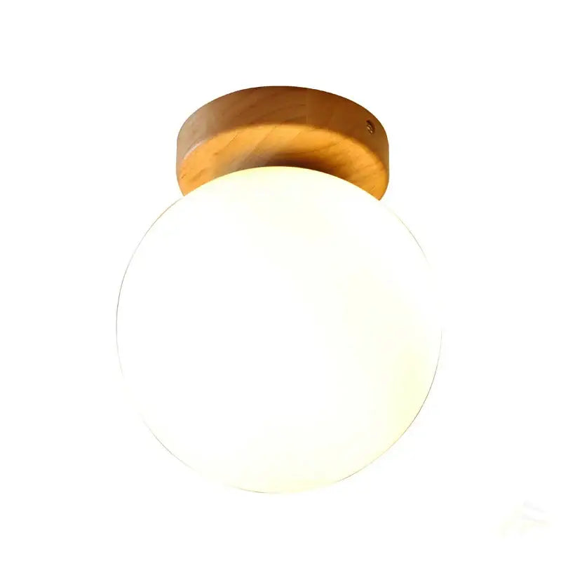 Modern glass ball led ceiling lamp bedroom wood mount