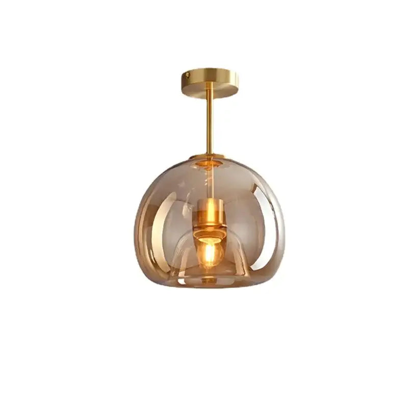 Modern glass ball led ceiling light brass & black bedroom lighting