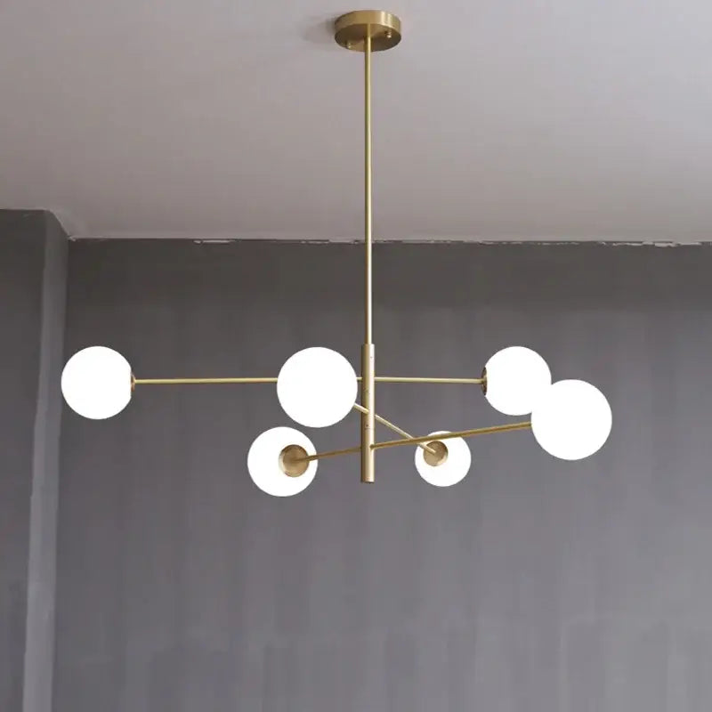Modern glass brass chandelier – living room geometric pendant light