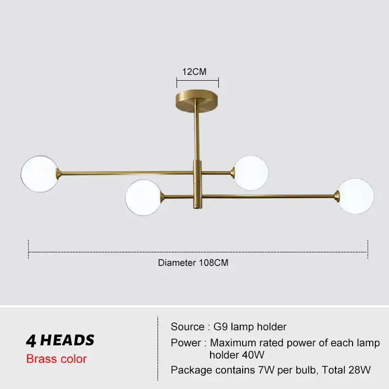 Modern glass brass chandelier – living room geometric pendant light