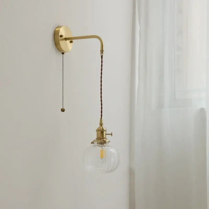 Modern glass copper led wall lights bedroom globe sconce