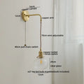 Modern glass copper led wall lights bedroom globe sconce