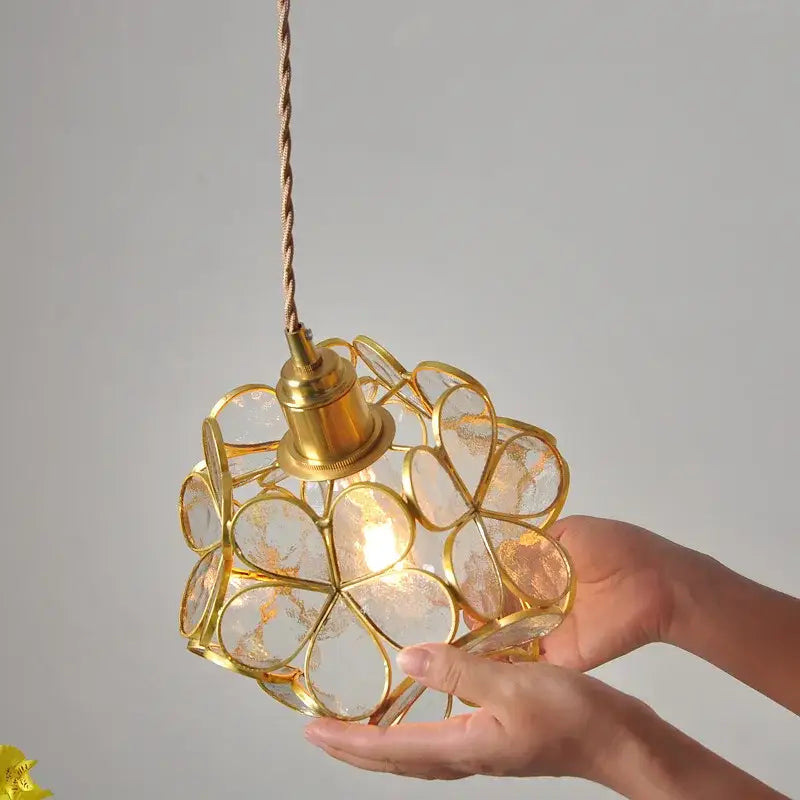 Modern glass flower led pendant light for dining room