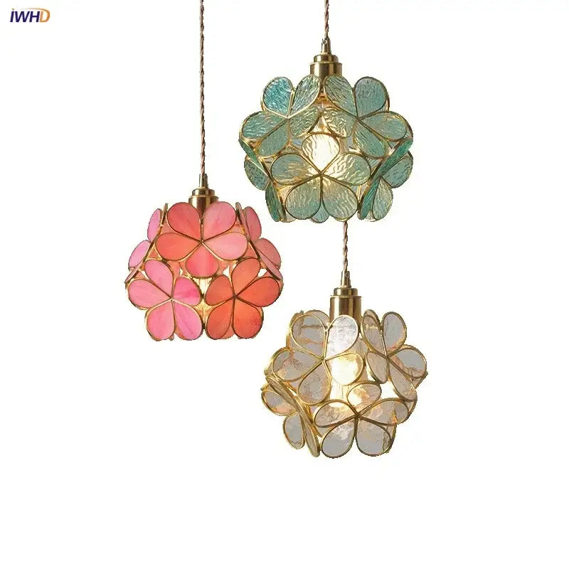 Modern glass flower led pendant light for dining room