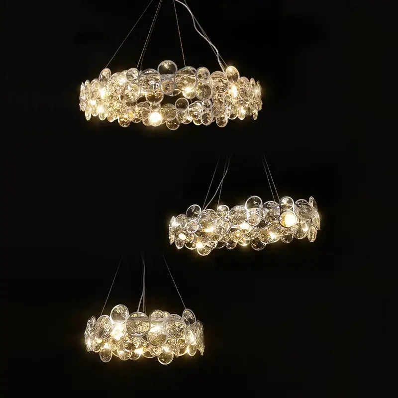 Modern glass orb crystal magic ring pendant light living room