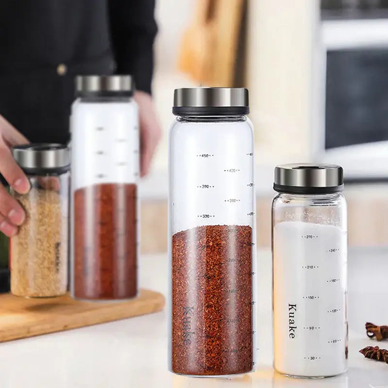 Modern glass seasoning spice shaker salt pepper bottle kitchen storage