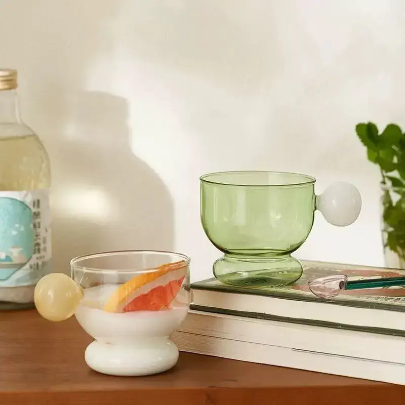 Modern glass spherical handle coffee mug kitchen lemon decor cup