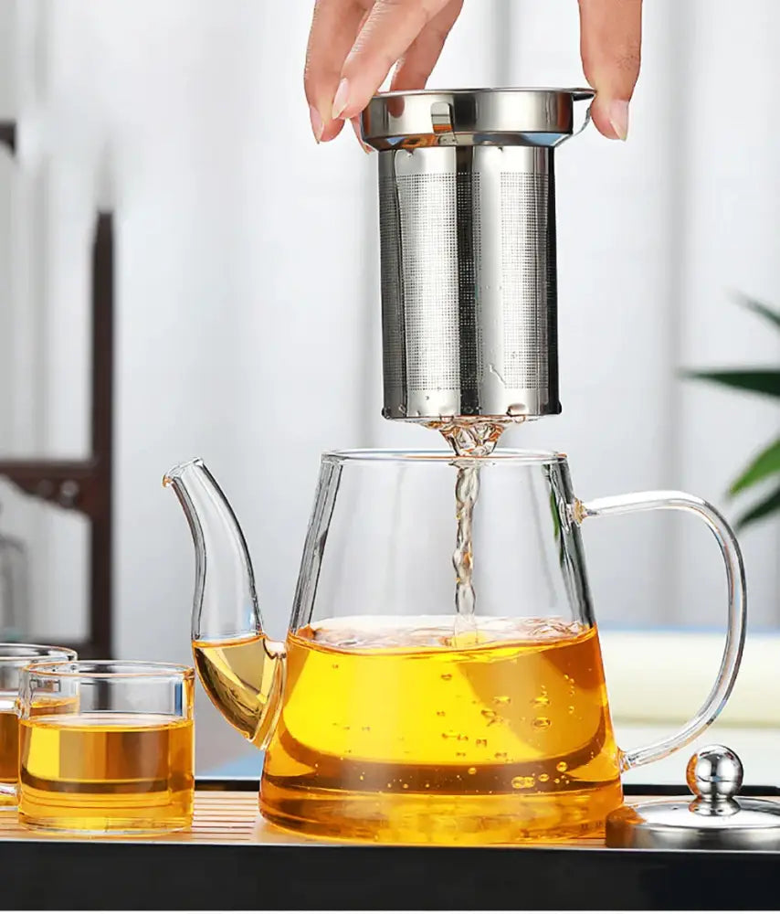Modern glass tea infuser pot kitchen filtered teapot