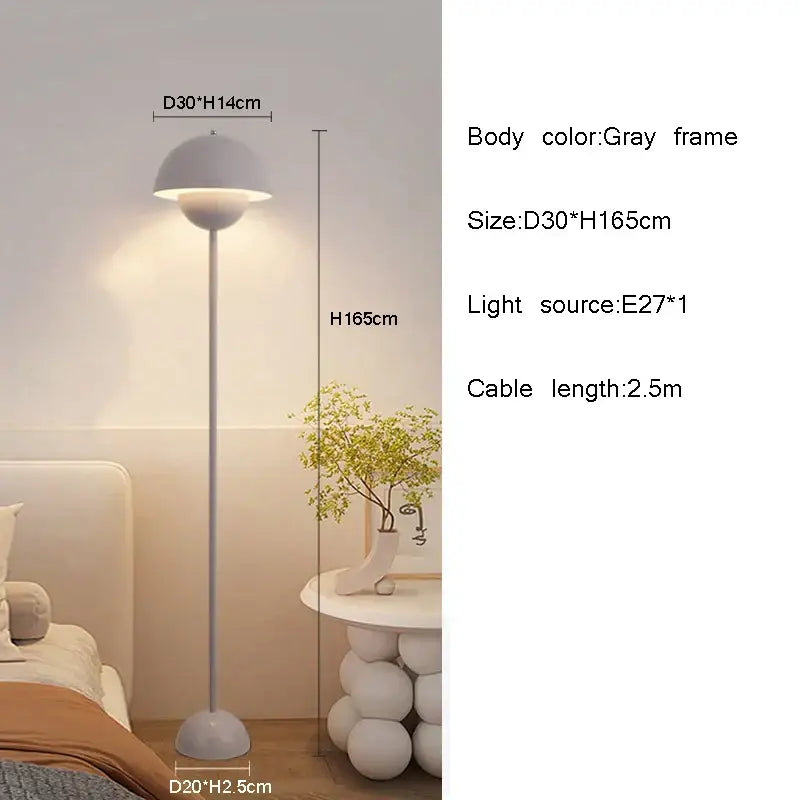 Modern glossy red e27 led modern floor lamp living room dome light