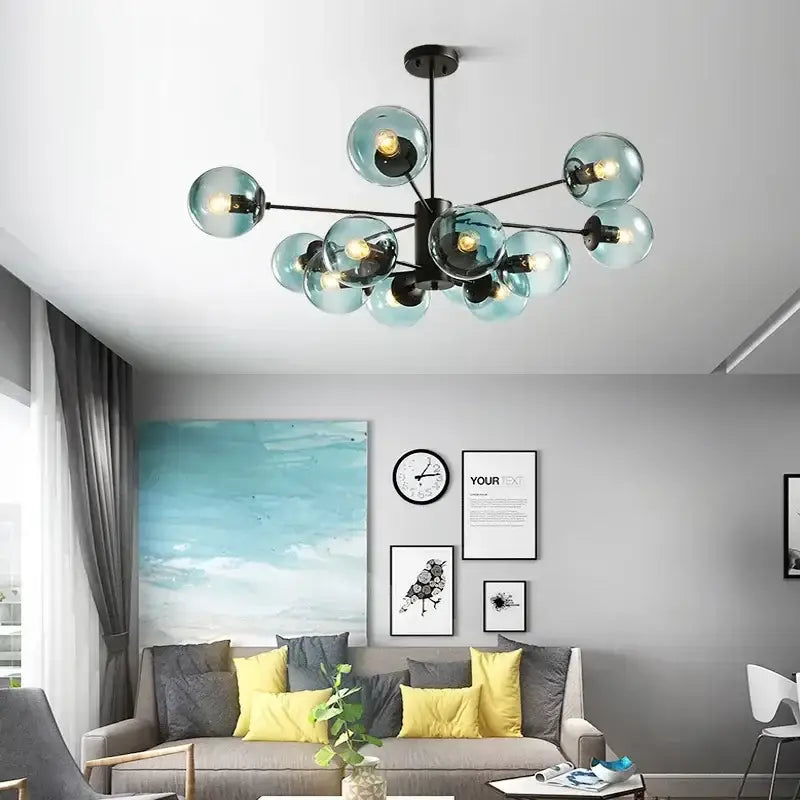 Modern gold adjustable ball glass lustre – dining room light