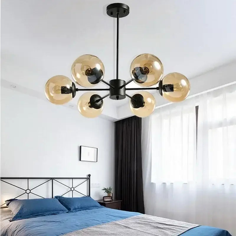 Modern gold adjustable ball glass lustre – dining room light