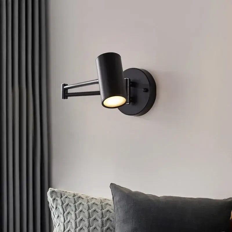 Modern gold adjustable swing arm wall lamp bedroom reading light