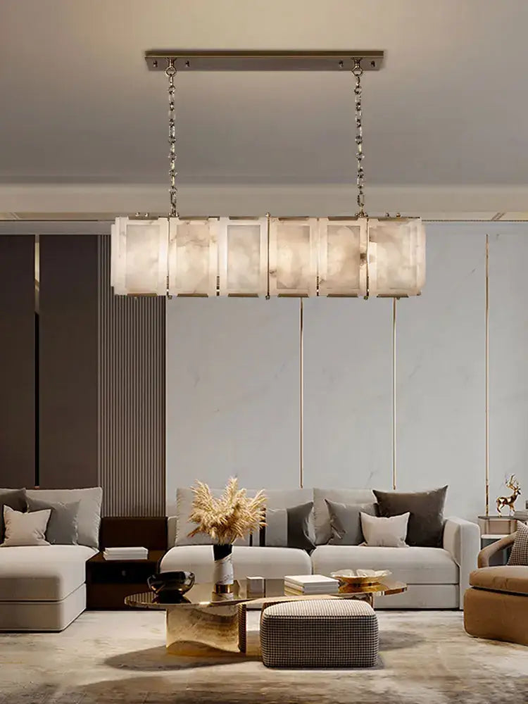 Modern gold alabaster dimmable led marble art chandelier dining room