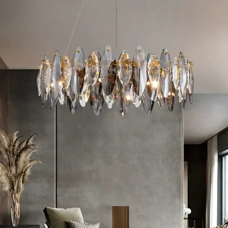 Modern gold amber decorbites crystal ceiling chandelier dining room