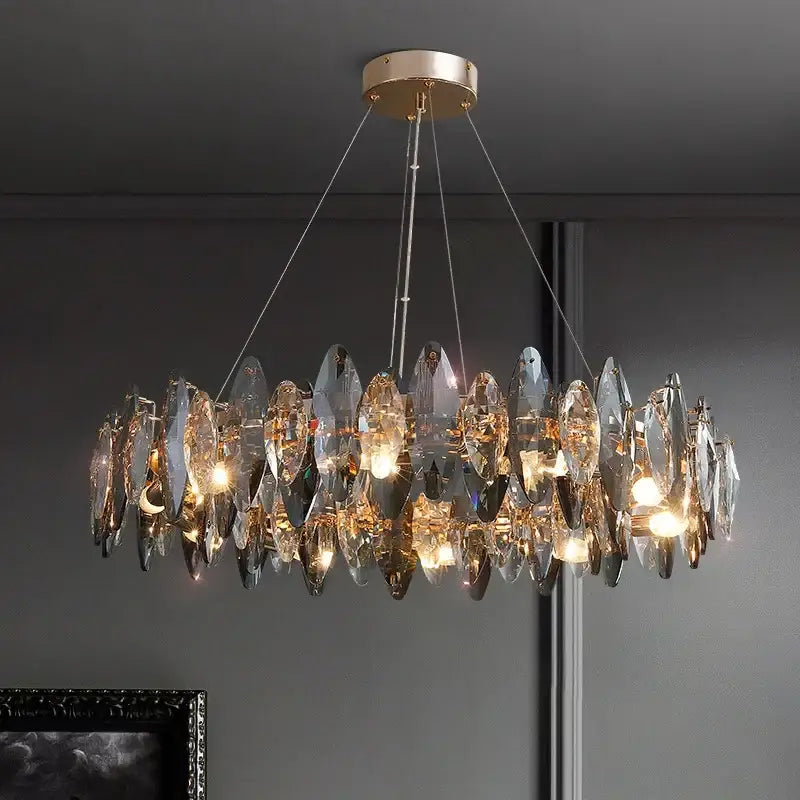 Modern gold amber decorbites crystal ceiling chandelier dining room