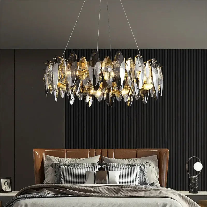 Modern gold amber decorbites crystal ceiling chandelier dining room