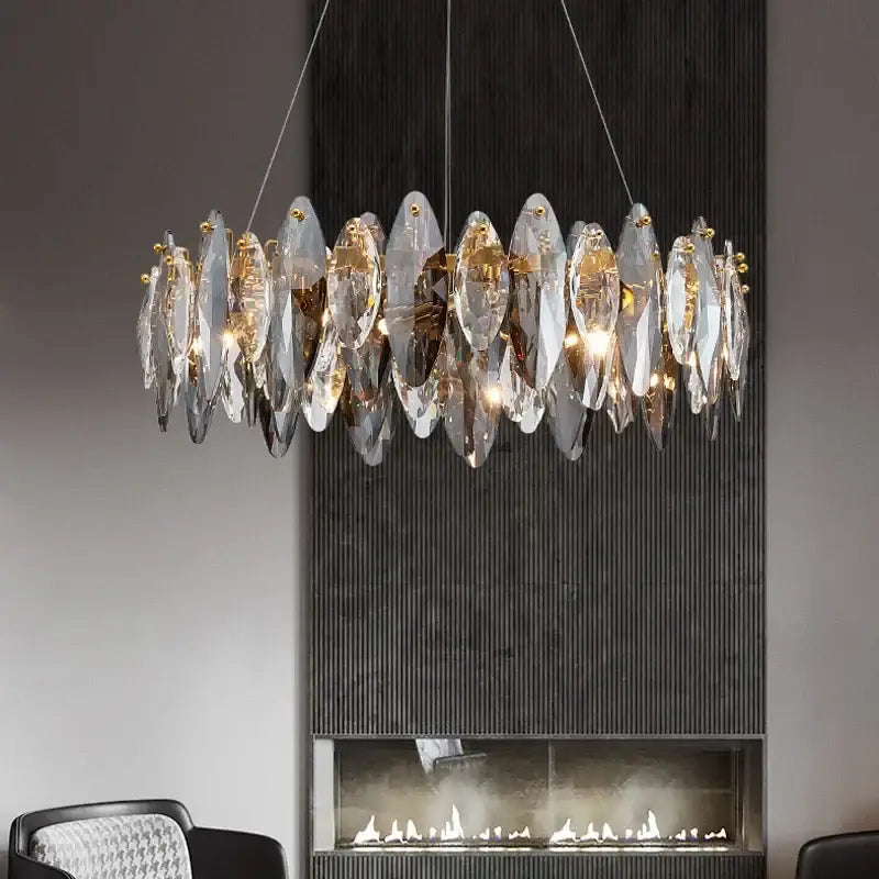 Modern gold amber decorbites crystal ceiling chandelier dining room