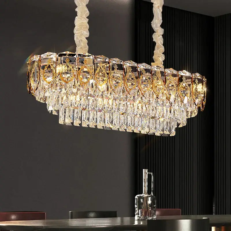 Modern gold and amber decorbites crystal chandelier dining room light