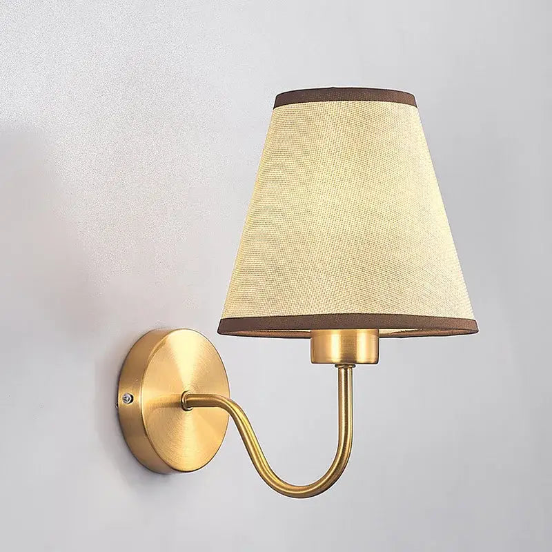Modern gold and beige cloth led wall lamp bedroom sconce