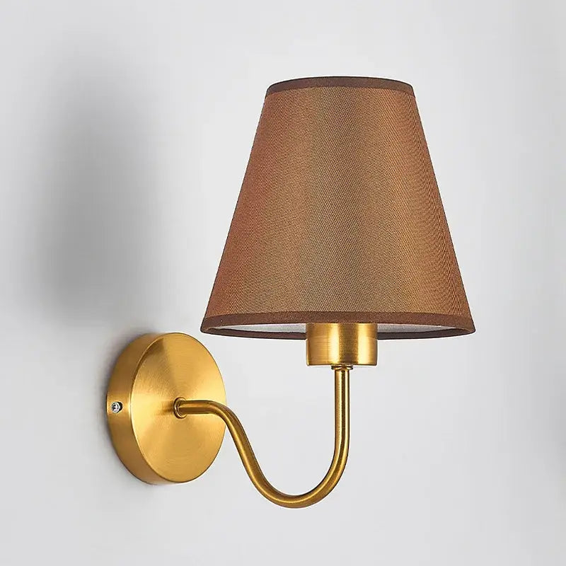 Modern gold and beige cloth led wall lamp bedroom sconce