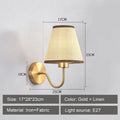 Modern gold and beige cloth led wall lamp bedroom sconce