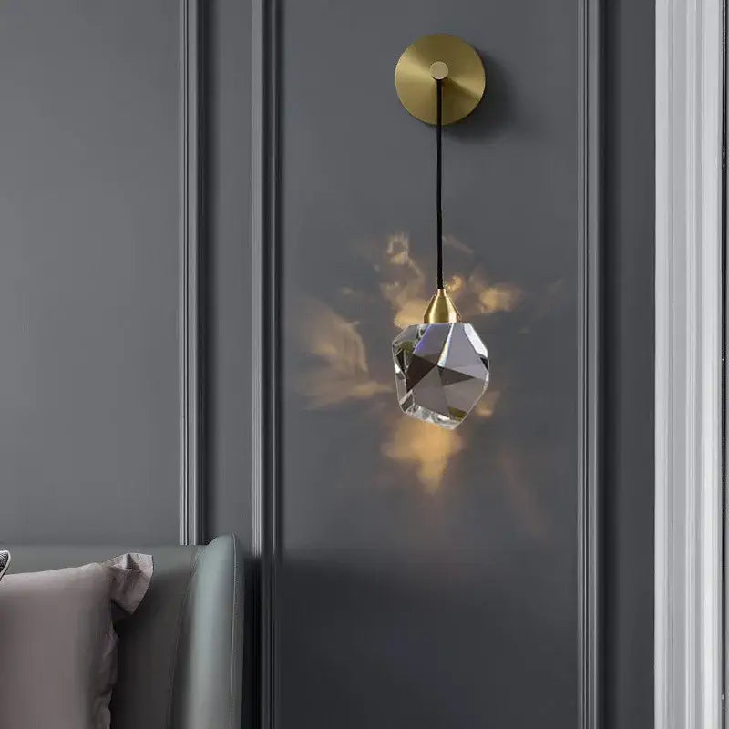 Modern gold and black crystal wall sconce bedroom led light