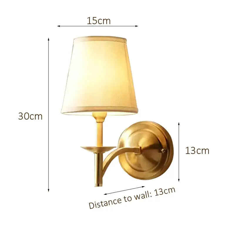 Modern gold and cream fabric wall lamp bedroom sconce
