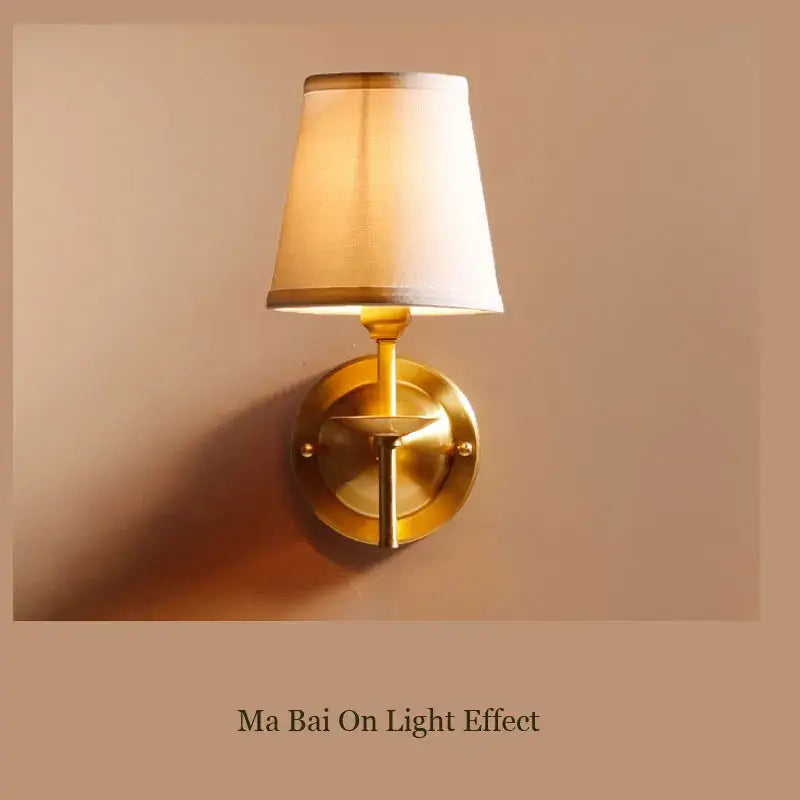 Modern gold and cream fabric wall lamp bedroom sconce