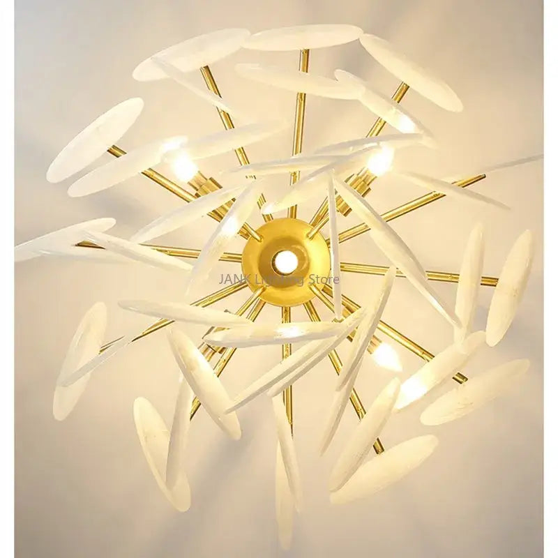 Modern gold and frosted glass led chandelier dining room light