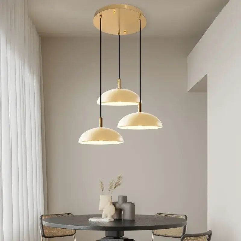 Modern gold and textured glass pendant light for kitchen dining room