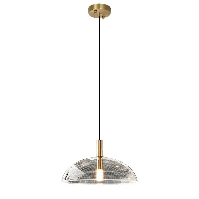Modern gold and textured glass pendant light for kitchen dining room