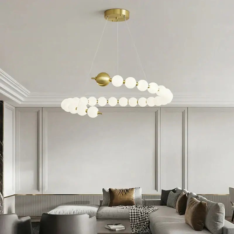 Modern gold and white acrylic led chandelier living room pendant light
