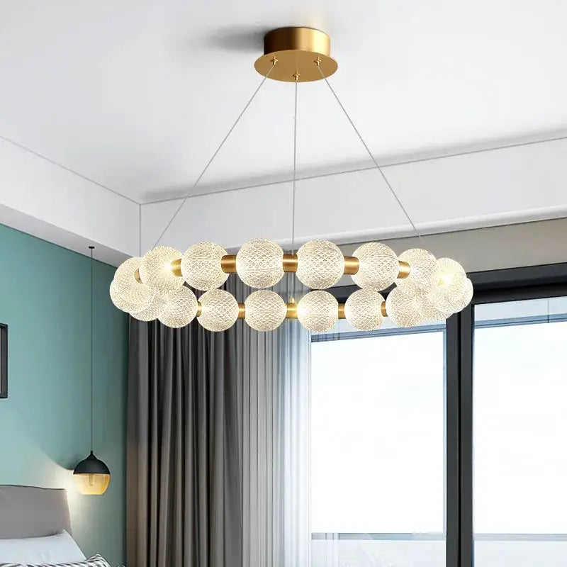 Modern gold and white acrylic led chandelier living room pendant light