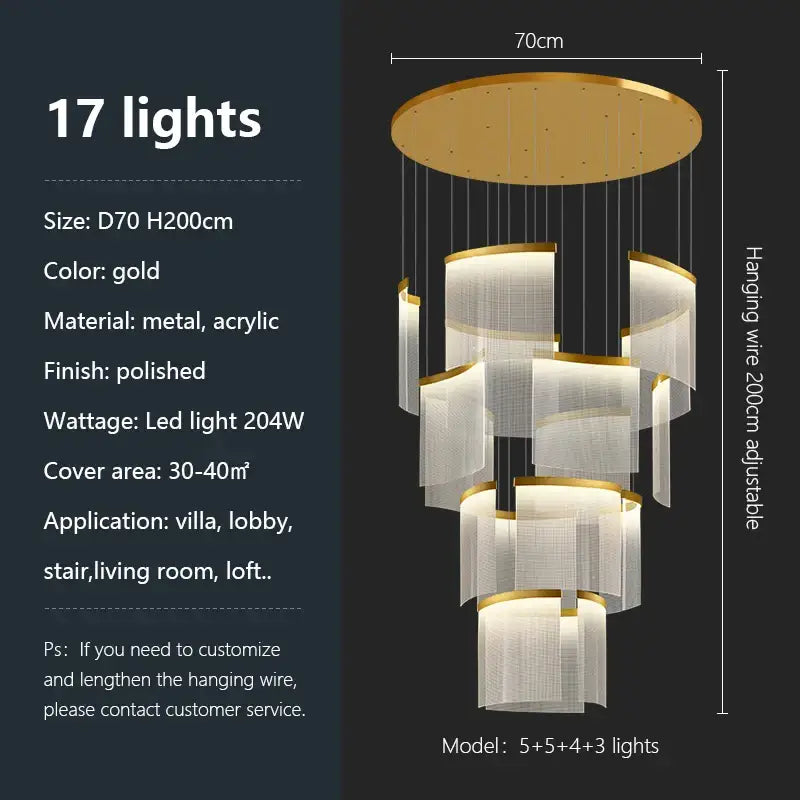 Modern gold and white decorbites acrylic led chandelier living room