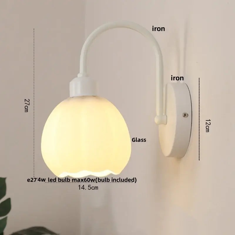 Modern gold and white glass wall lamp stair light