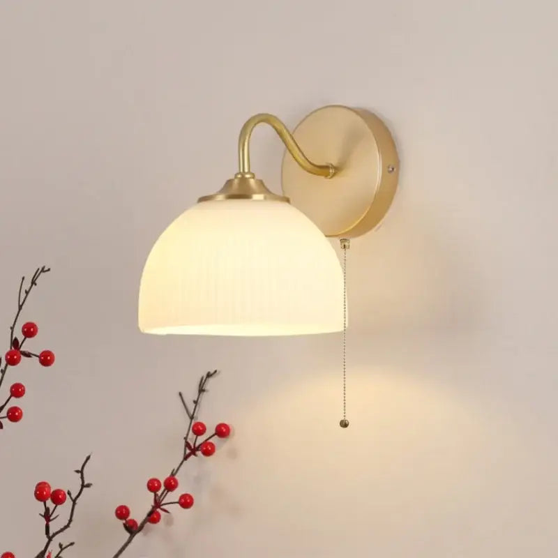 Modern gold and white glass wall lamp stair light