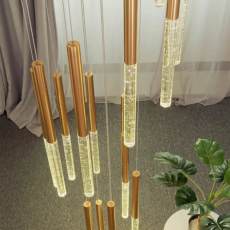 Modern gold art deco crystal led chandelier living room hanging lamp