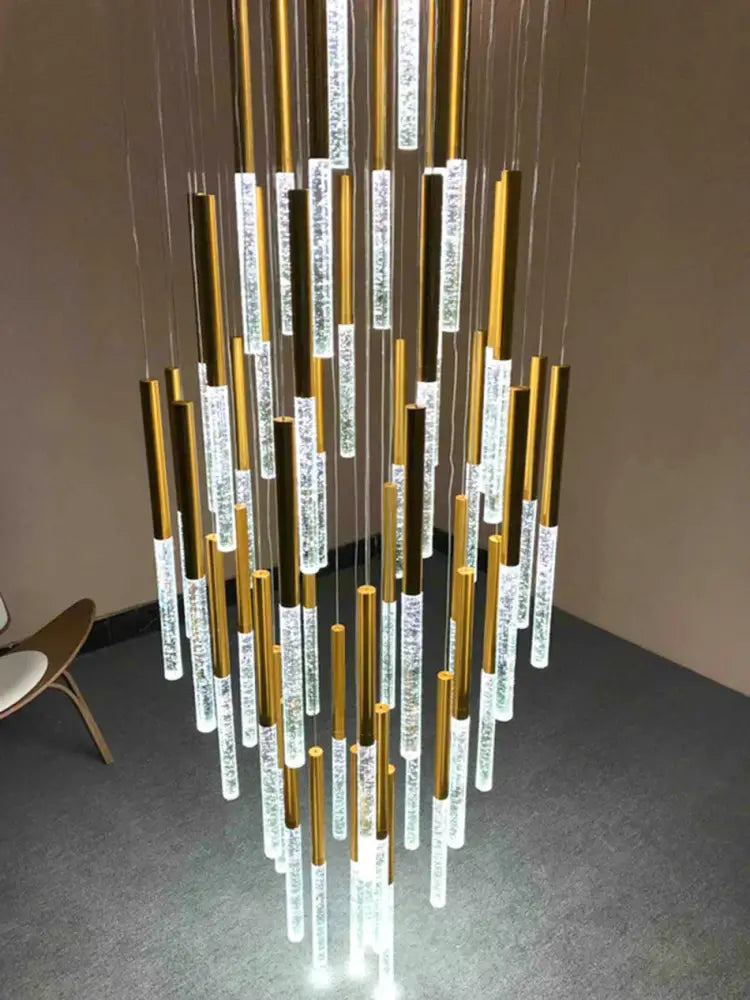 Modern gold art deco crystal led chandelier living room hanging lamp