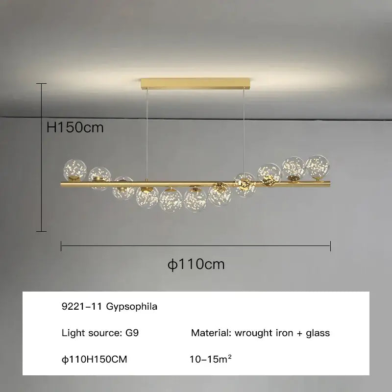 Modern gold ball g9 led ceiling chandelier for dining room