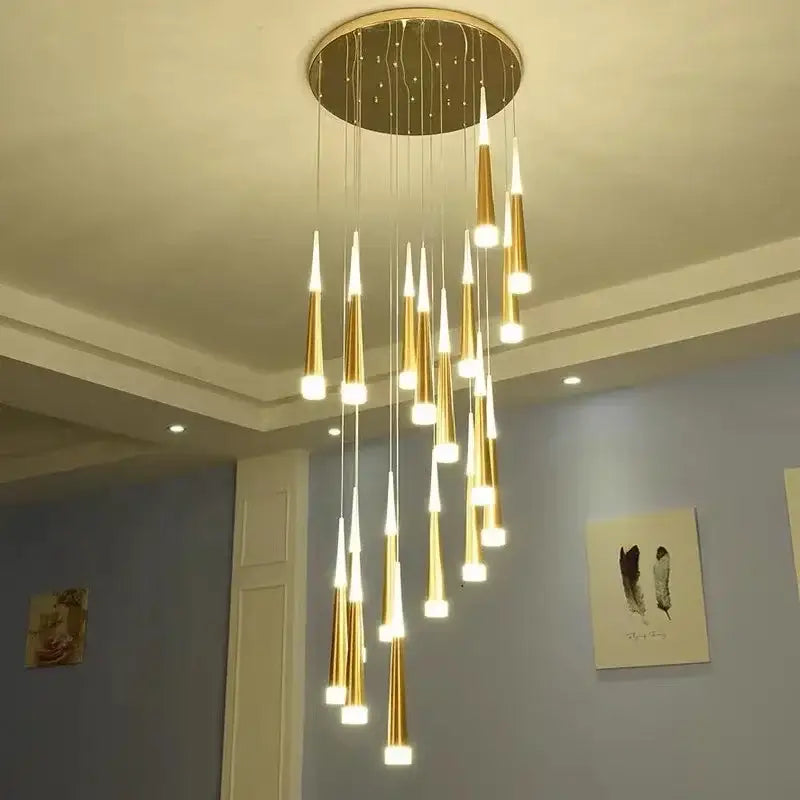 Modern gold black acrylic led chandelier staircase pendant light