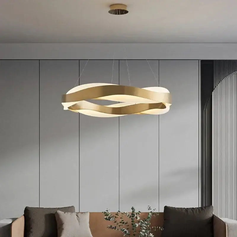 Modern gold & black circle pendant light living room chandelier
