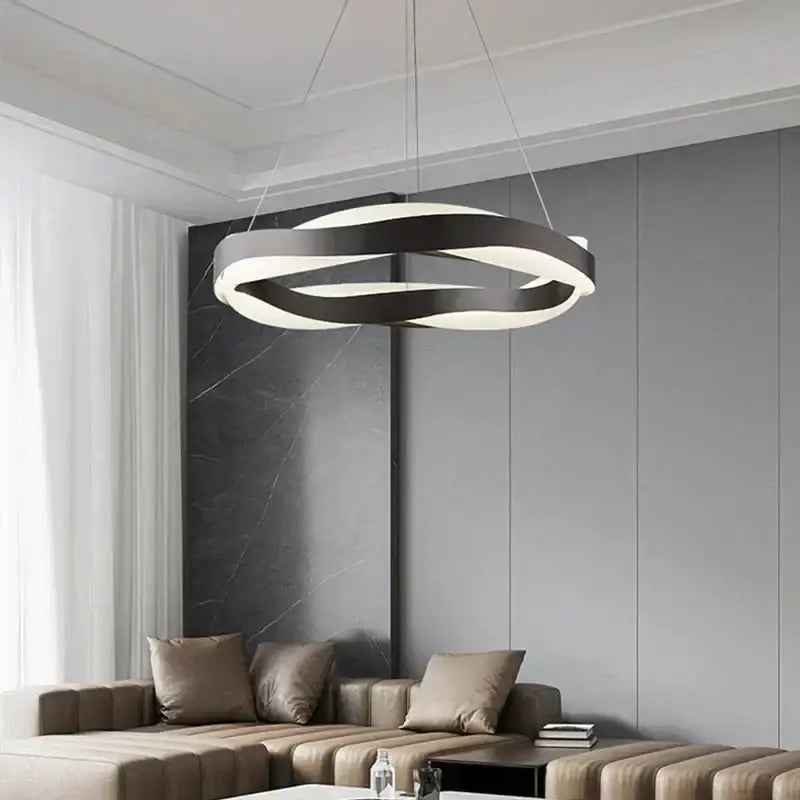 Modern gold & black circle pendant light living room chandelier